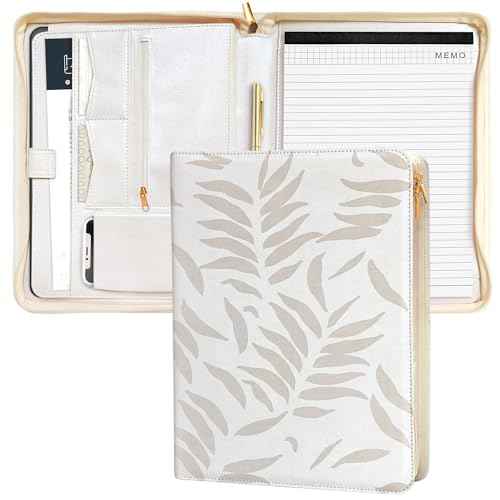 Padfolio for Women, Leather Zipper Binder, Beige Portfolio Organizer, Design Zipper Padfolio, Aesthetic Portfolio Binder, Laptop Portfolio Organizer Case, Folder Organizer, Portfolio for Ipad