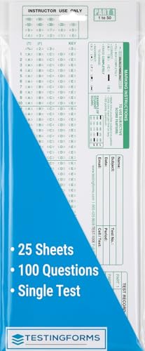 TestingForms 25 Pack Compatible Scantron 882-E Test Answer Sheets
