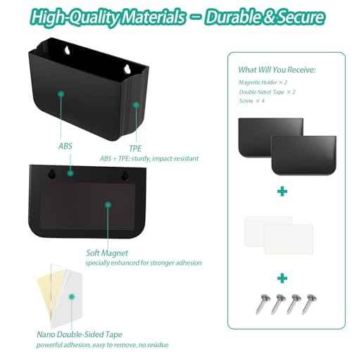 Magnetic Remote Control Holder Wall Mount, 2 Pack TV Remote Holder Wall Mount, Magnetic Pen Holders for Refrigerator, Whiteboard Marker, Locker Organizer, Office Organizer (Black)