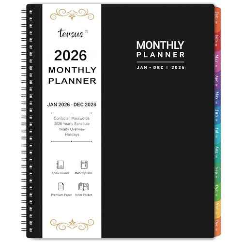 2026 Monthly Planner - Jan 2026 - Dec 2026, 9" x 11", 12 Months Planner Calendar 2026, Colorful Monthly Tabs, Suitable for School & Work
