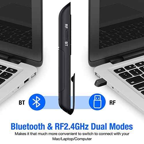 Presentation Clicker Compatible with Bluetooth and RF 2.4GHz Dual Modes Red Light, Wireless Presenter Remote Control for Powerpoint Presentations Pointer Slide Clicker for Mac Computer Powered by AAA
