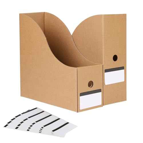 35 pack Cardboard Magazine File Holder Organizer, Foldable Magazine Storage Box Holder Document Rack Desktop File Organizer for School, Office and Home (10.12 x 3.78 x 10.43 Inches, Brown)
