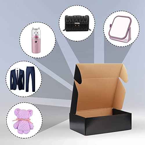 EXYGLO Shipping Cardboard Boxes for Small Business, Packing and Mailing, 12x9x4 - Pack of 20, Black