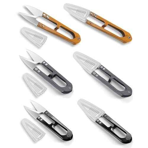 Sewing Scissors with Blade Covers 6 Pack, Stainless Steel Bonsai Pruning Scissors & Thread Snips for Sewing 4.1 inch, Small Thread Cutter for Embroidery, Knitting, Yarn, Gardening, Flowers