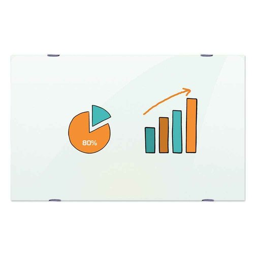 VIZ-PRO Magnetic Glass Whiteboard/Dry Erase Board, 48 X 36 Inches, Frameless