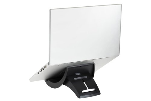 3M Laptop Stand, Raise Screen Height to Reduce Neck Strain, Vertical Design Allows You to Bring Screen Closer, Compact Foot Print Saves Desk Space, Non-Skid Base Keeps Laptop Secure, Black (LX550)
