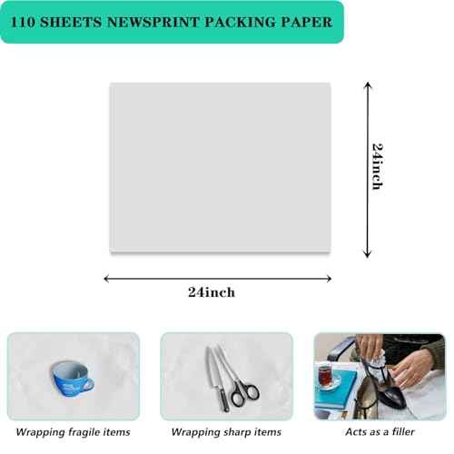 110 Sheets Large Packing Paper for Moving Supplies 24x24 Inch Newsprint Packaging Paper for Wrapping Shipping Fragile Items