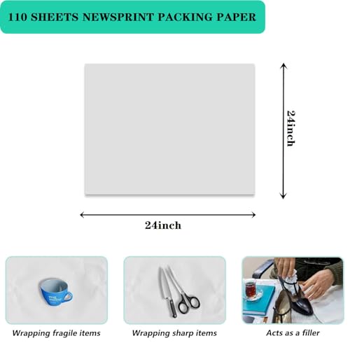 110 Sheets Large Packing Paper for Moving Supplies 24x24 Inch
