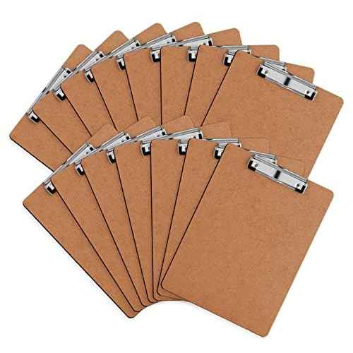 Clipboard, HERKKA 15 Pack Hardboard Office Clipboards Standard A4 Letter Size Clipboard with Low Profile Clip, Size 12.5 x 9 Inch