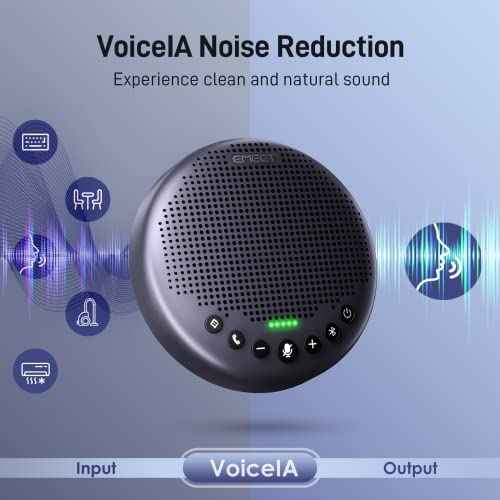 EMEET Conference Speaker and Microphone w/8+1 Mics, 360¡Æ Voice Pickup, Noise Reduce, Bluetooth/USB/Dongle Speakerphone for 14 People w/Daisy Chain for 25, Compatible w/Leading Platforms, 2025 Version