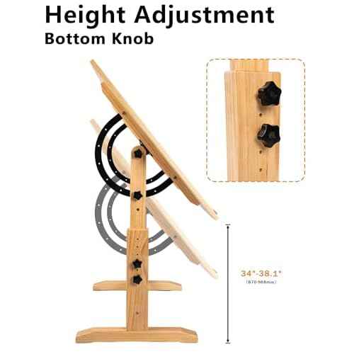 DJAR Adjustable Wooden Drawing Table, 42"x30" Artist Drafting Desk for Painting, Sketching, Writing, Natural