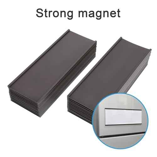 Eeoyu Magnetic Label Holders with Magnets Magnetic Data Card Holders with Clear Plastic Protectors for Metal Shelf, Whiteboard, Set of 30 (3 x 8 Inch)