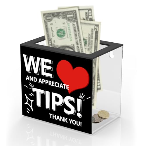1PCS Acrylic Tip Jar for Bartenders - Money Suggestion Donation Box 6x4x5 Inch