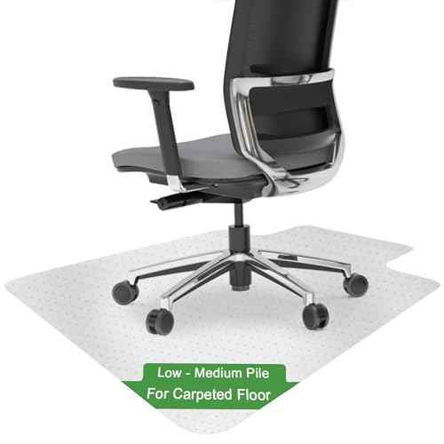 Chair Mat for Carpet- Low Pile (1/4" Thick) Carpet Protector for Office Gaming Computer Desk Chair. Heavy Duty Desk Chair Mat for Carpeted Floors, Semi Transparent (for Carpet Floor)