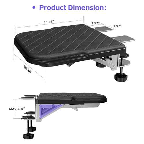 Arm Rest for Desk, 90¡ÆFoldable Computer Wrist Rest Shelf with Sponge Padding, Clamp on Arm Support, Ergonomic Sturdy Desk Extender for Office & Home, Durable & Easy to Install (Black)