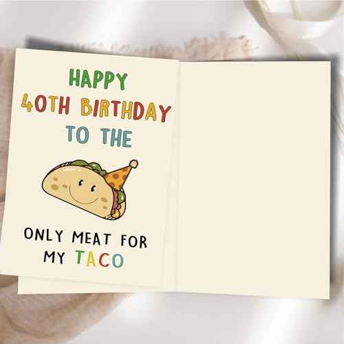 Funny 40th Birthday Gifts Men, Happy 40th Birthday Card for Husband Him, Taco 40 Years Old Mens Bday Decorations Ideas