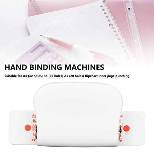 GOWENIC Mini Binding Machine, 6 Holes Cinch Book Binding Machine, Punching 5 Sheets, for 30 Holes B5 26 Holes A5 20 Holes Flipchart Inner Pages Punching(White)