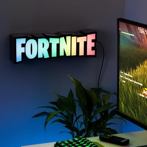 Fortnite RGB Logo Light with Remote USB Desk Wall Decor - Officially Licensed Gaming Lamp