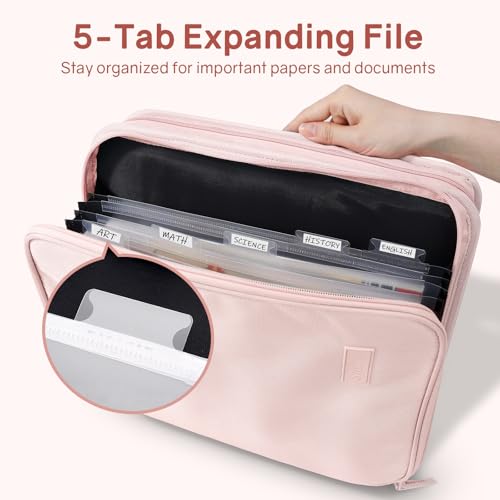 SUNEE Pink Lotus 2-Inch 3-Ring Zippered Binder with Handle, 500-Sheet Capacity, Organizer File Folder