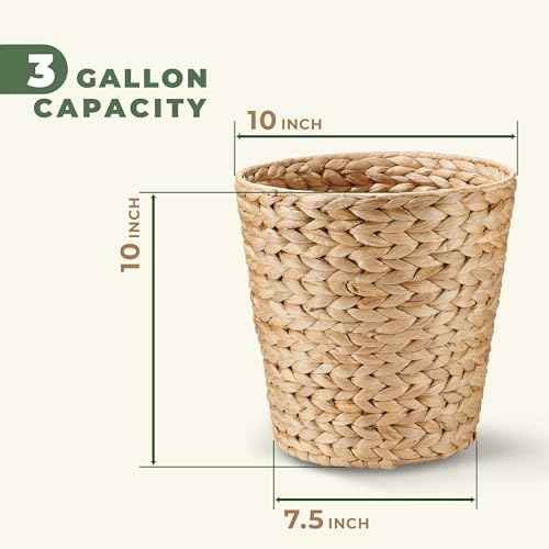 2-Pack Wicker Trash Cans, Wicker Waste Basket for Bathroom, Rattan Trash Can