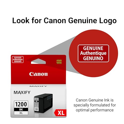 Canon PGI-1200XL Genuine Pigment Black Ink Tank, Compatible with MB2120, MB2720, B2020, MB2320 (Optional) Printers