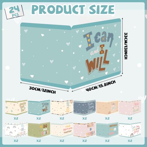24-Pack Inspirational Desk Privacy Shields for Students - 15.8x12x13in Tri-Fold Panels (12 colors, 2 each) gisgfim