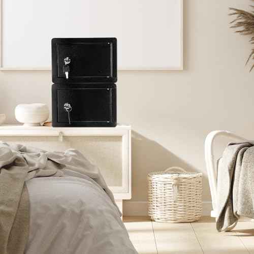 2 Pcs Locking Medicine Box Small Metal Locker 1 Door 6.3" H Single Lockable Metal Cubby Black Lockable Storage Cabinet with Key Stackable File Cabinet for Dorm Office School Living Room
