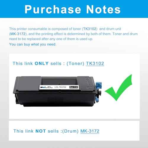 LCL Compatible Toner Cartridge Replacement for Kyocera TK3102 TK-3102 1T02MS0US0 Ecosys M3540dn M3540idn M3040dn M3040idn Mita FS-2100DN FS-2100D (2-Pack Black)