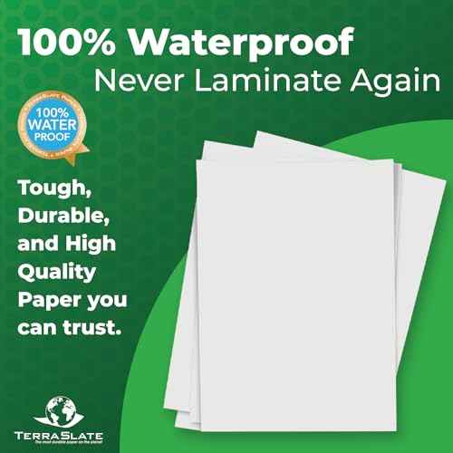 TerraSlate Waterproof & Rip-Proof Printer Paper, 10 MIL, A4 210 x 297 mm, White Paper, (25 Sheets)
