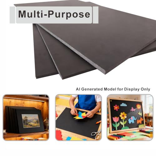 ZXUNLIEH Black Foam Board 18x24 Inch 12 Pack 3/16'' Thick for Crafts & Displays