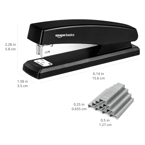 Amazon Basics Office Stapler with 1000 Staples, 25-Sheet Capacity, Non-Slip Base – 1-Pack
