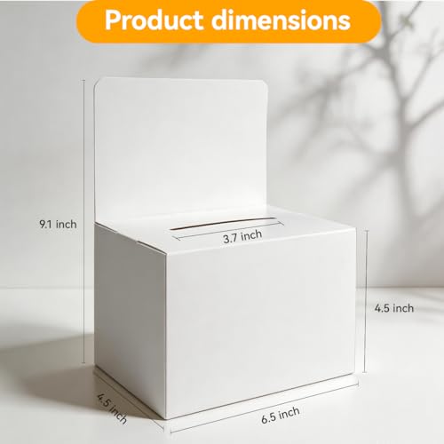 Unibagic 9 Pack White Cardboard Suggestion Box with Removable Header - 6.5x4.5x4.5 Inch Small Raffle Ticket Box for Charity, Fundraising, Voting & Events