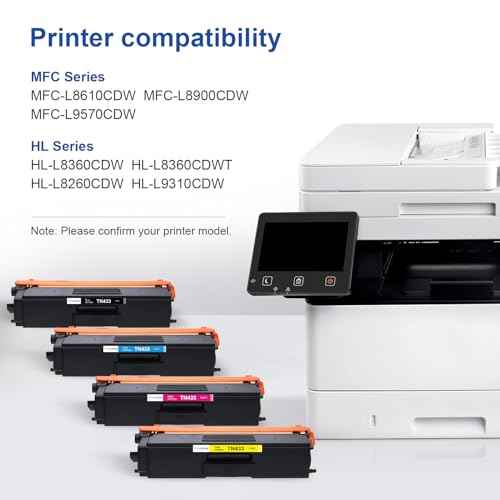 TN433 Compatible Toner Cartridge Replacement for Brother TN433 TN431 TN-433 TN-431 Toner Cartridge 4 Pack for Brother HL-L8260CDW HL-L8360CDW MFC-L8610CDW MFC-L8900CDW HL-L9310CDW Printer