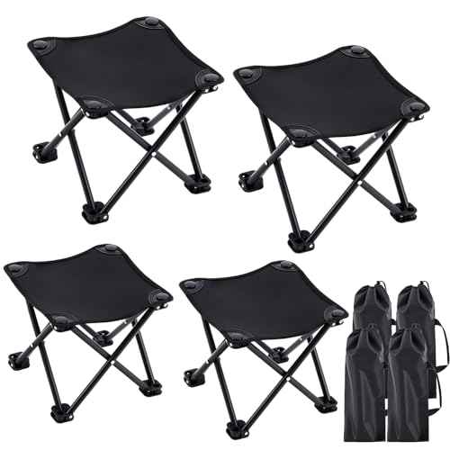 Ripeng 4 Pcs Portable Airplane Travel Foot Rest, Folding Camping Stool, Under Desk Foot Rest at Work for Long Flight, Home and Office Outdoor Hiking Fishing with Carry Bag