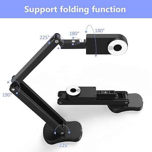 THUSTAR 8MP Document Camera & Webcam 4K with Dual Microphones, USB Visualiser A3-Size, 3-Level LED Lights, Image Invert Function, Fold, for Live Demo, Distance Education -Windows, macOS and Chrome OS