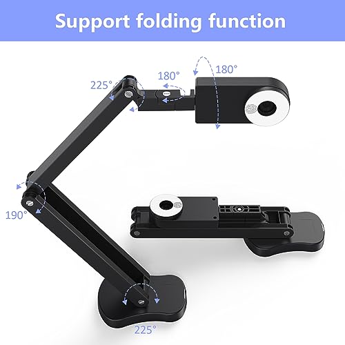 8MP 4K Document Camera & Webcam with Dual Microphones, A3 Size, LED Lights
