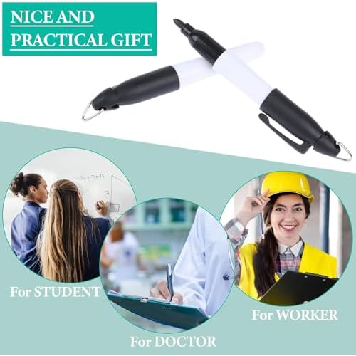 350 Pcs Mini Permanent Markers with Cap Clips Golf Ball Marker Pen Dry Erase Markers with Triangle Hook Golf Keychain Clips for Badge Black Ink Pens for Office School Outdoor Activities,Fine Point