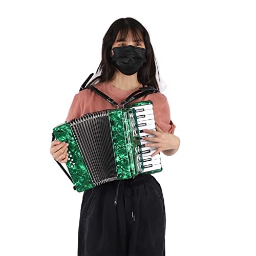 Acordeones Para Adultos, Acordeón Professional 22 Keys 8 Bass Accordion Instrument With Adjustable Straps And Sweet Sound Portable Educational Musical Instrument For Music Lover(Green)