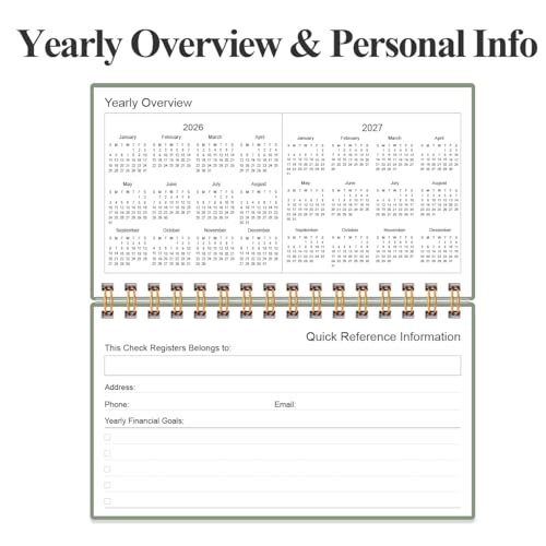 Heveboik Personal Check Register Book A6 Green - 65 Sheets, 130 Pages, Wallet Size