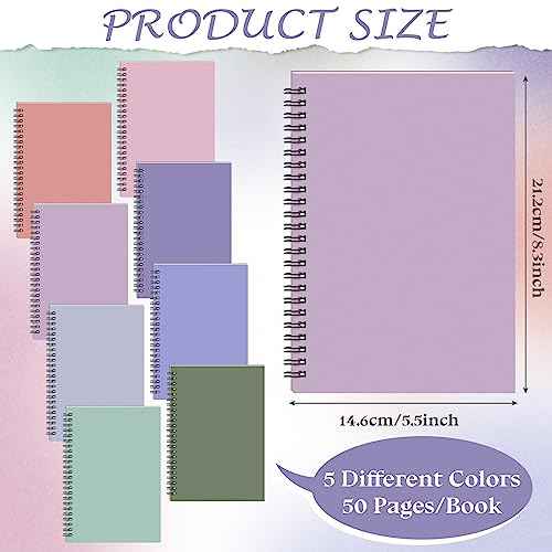 Sinmoe 39 Pack Sketch Book Bulk A5 Unlined Spiral Notebook 100 Pages Blank Notebook 5.5 x 8.3 Inches Soft Cover Kraft Memo Sketchbook for Office Supplies(Simple Colors)