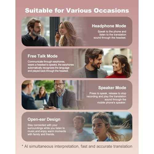 AI Translation Earbuds Real Time, 163 Languages & Accents Translator Ear Buds Aud?fonos Traductores Ingl?s Espa?ol Open Ear Earbuds Wireless Headphones for Travel Business Learning