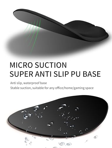 Basibutok Dark Night Black Ergonomic Palm & Wrist Mouse Pad with Memory Foam