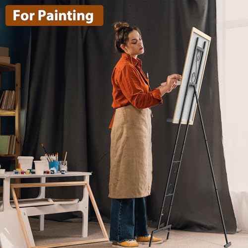Black Easel Stand for Sign, Heavy Duty Wedding Welcome Sign Stand, Adjustable Art Easel for Display, Painting, Posters, Party, 17¡± x 17¡± x 58¡±H (1 Pack
