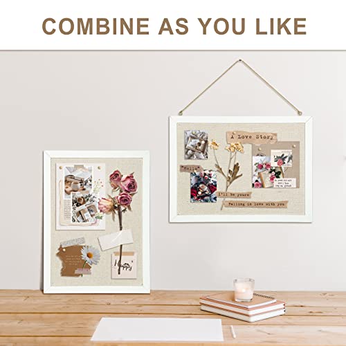 Beige 2-Pack Linen Cork Boards 16x12 inches – Double-Sided Wall Notice & Vision Boards