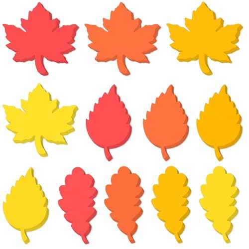 MixTeach 360 Pcs Fall Leaf Paper Cutouts Assorted Orange Leaf Cut Outs 4 Inch Paper Maple Oak Birch Leaves Shape Die Cut for Autumn Thanksgiving Classroom Bulletin Board Craft Party Wall Decoration