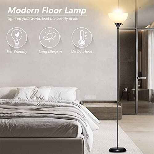 Standing Lamp, Led Floor Lamps for Living Room, Drop-Resistant White Lampshade, Rotary Switch, Industrial Metal Tall Lamp for Living Room Bedroom Study Office Kid¡¯s Room