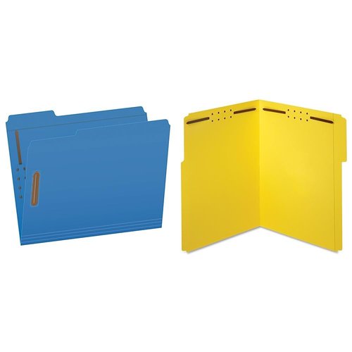 Pendaflex Fastener Folders, 2 Fasteners, Letter Size, Blue and Yellow, 50 per Box