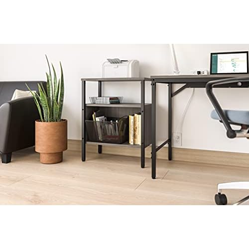 Safco Onyx Letter-Size Desktop Tub File, Collapsible For Compact Storage, Integrated Handles, Steel Mesh, Black