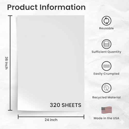 Bryco Goods 24" x 36" Newsprint Packing Paper Sheets for Moving | 320 Sheets | 20lb | Made in USA | Newspaper Paper | Must Have in Your Shipping Supplies