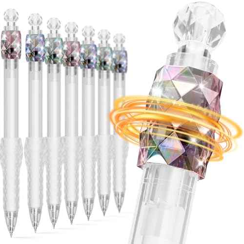 8 Pcs Gel Pens - 0.7mm Fidget Rotating Black Ink Fine Point Smooth Writing - Soft Grip Quick-dry Gel Pens for Journaling, Cute School & Office Supplies for Women Men